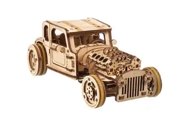 UGEARS - Hot Rod Furious Mouse with Innovative Dual Engines - Wooden Mechanical 3D Puzzle Kit UTG0119