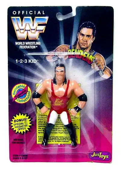 WWE Wrestling WWF Bend-Ems Series 1 1-2-3 Kid Rubber Figure