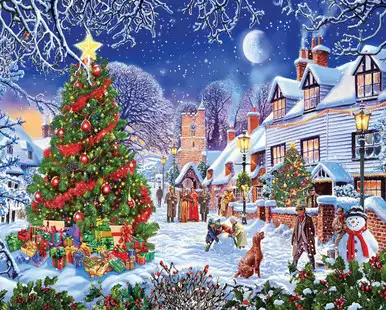 WHITE MOUNTAIN PUZZLES - Jigsaw Puzzle 1000 Pieces 24"X30" - Village Christmas Tree (WHITE1287)