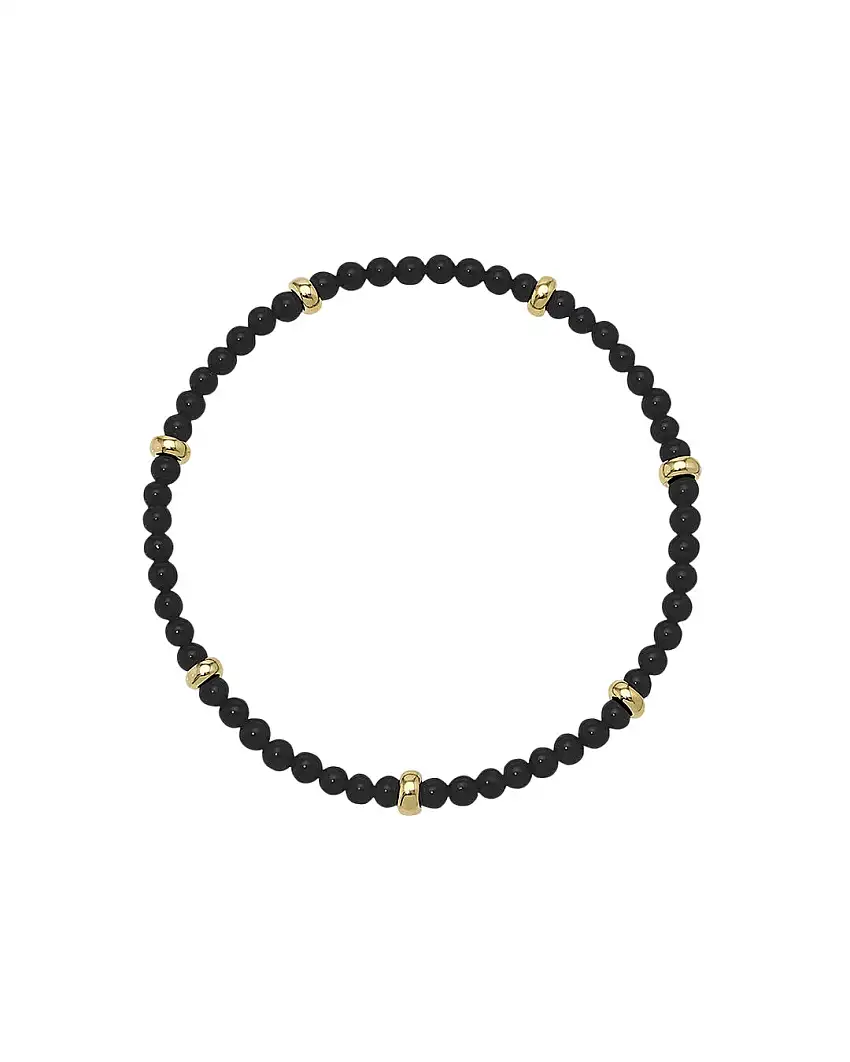 14k Gold Black Onyx Segment Bead Bracelet