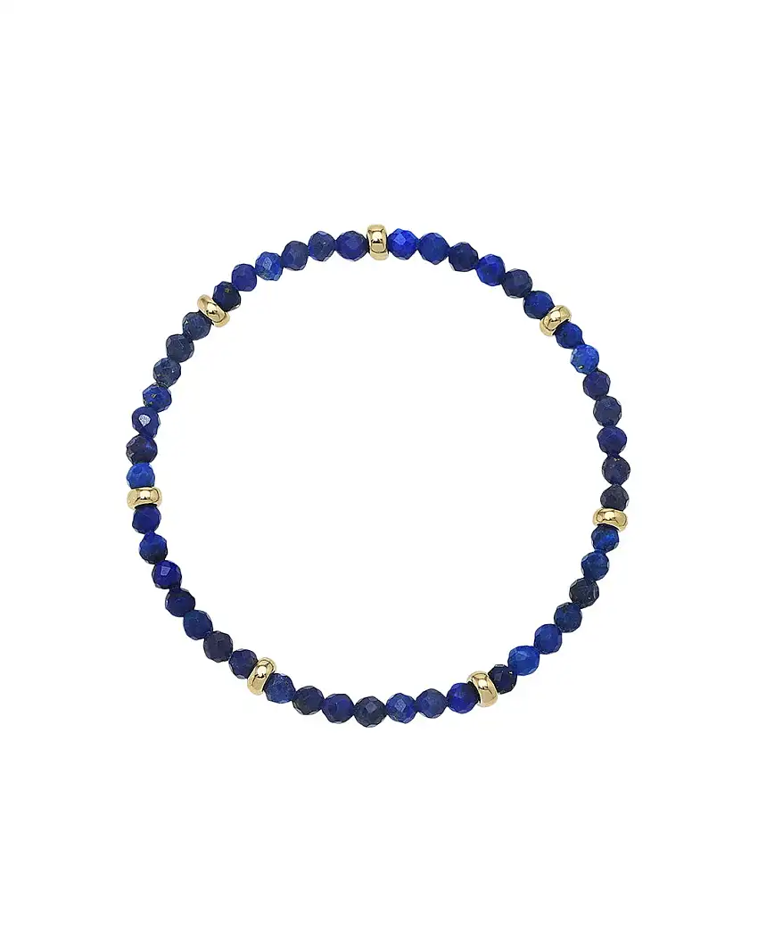 14k Gold Blue Lapis Segment Bead Bracelet