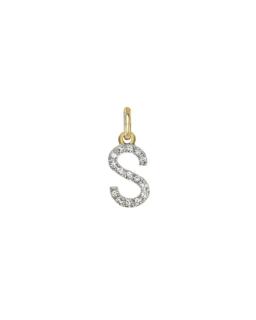 14k Diamond Initial Pendant