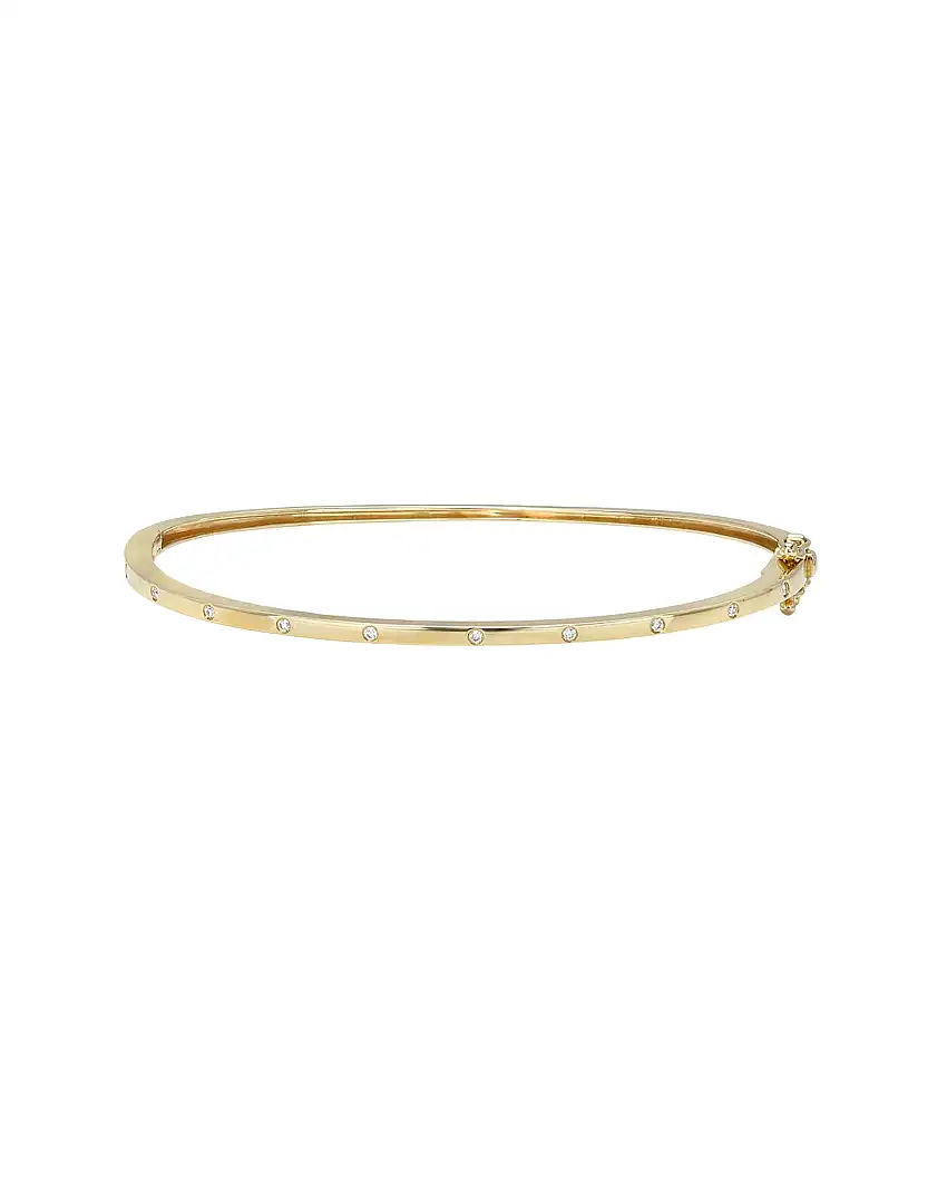 14k Gold Diamond Dot Bangle