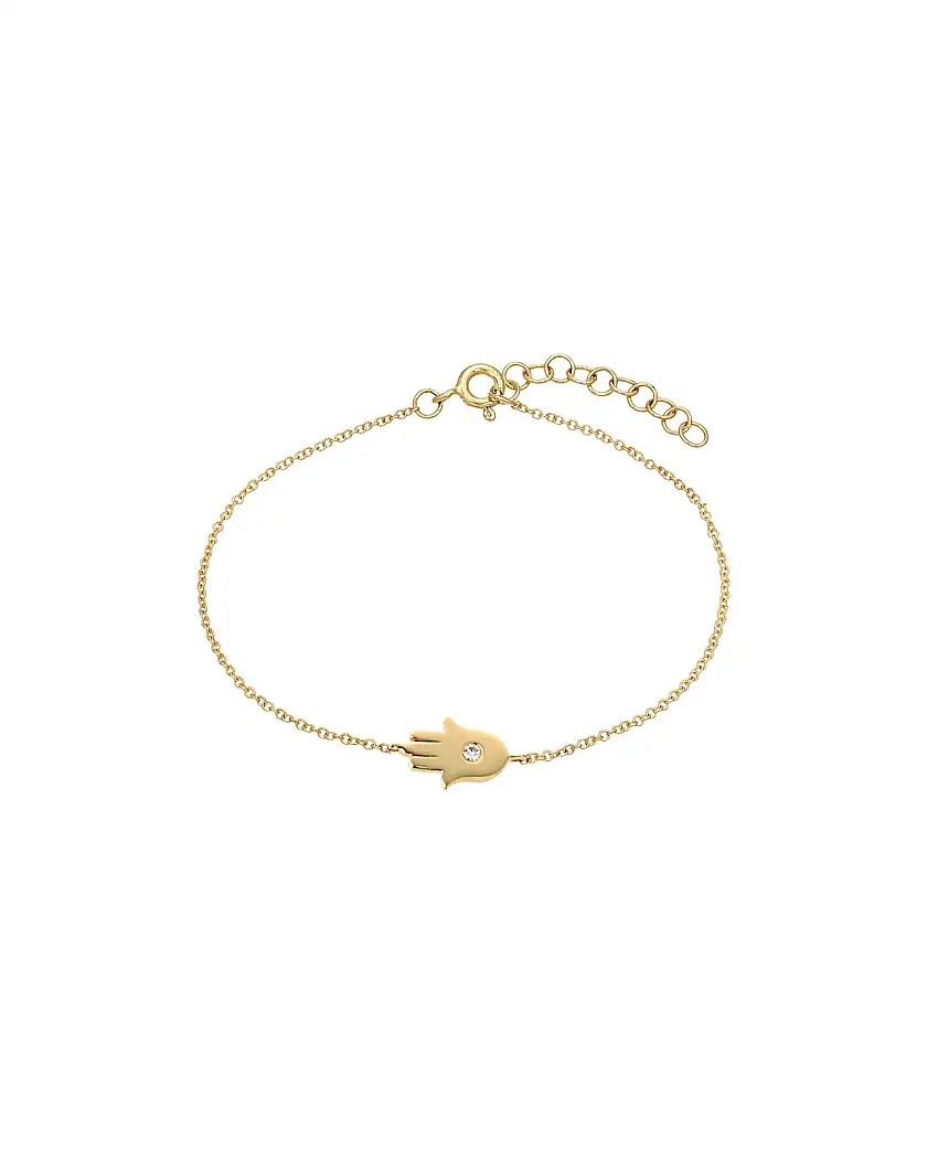 14k Gold Diamond Hamsa Bracelet