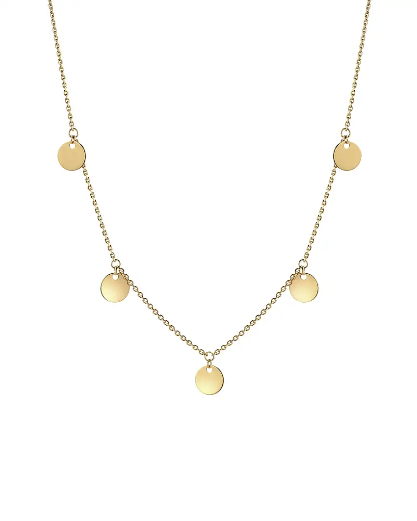 14k Gold Fringe Discs Necklace