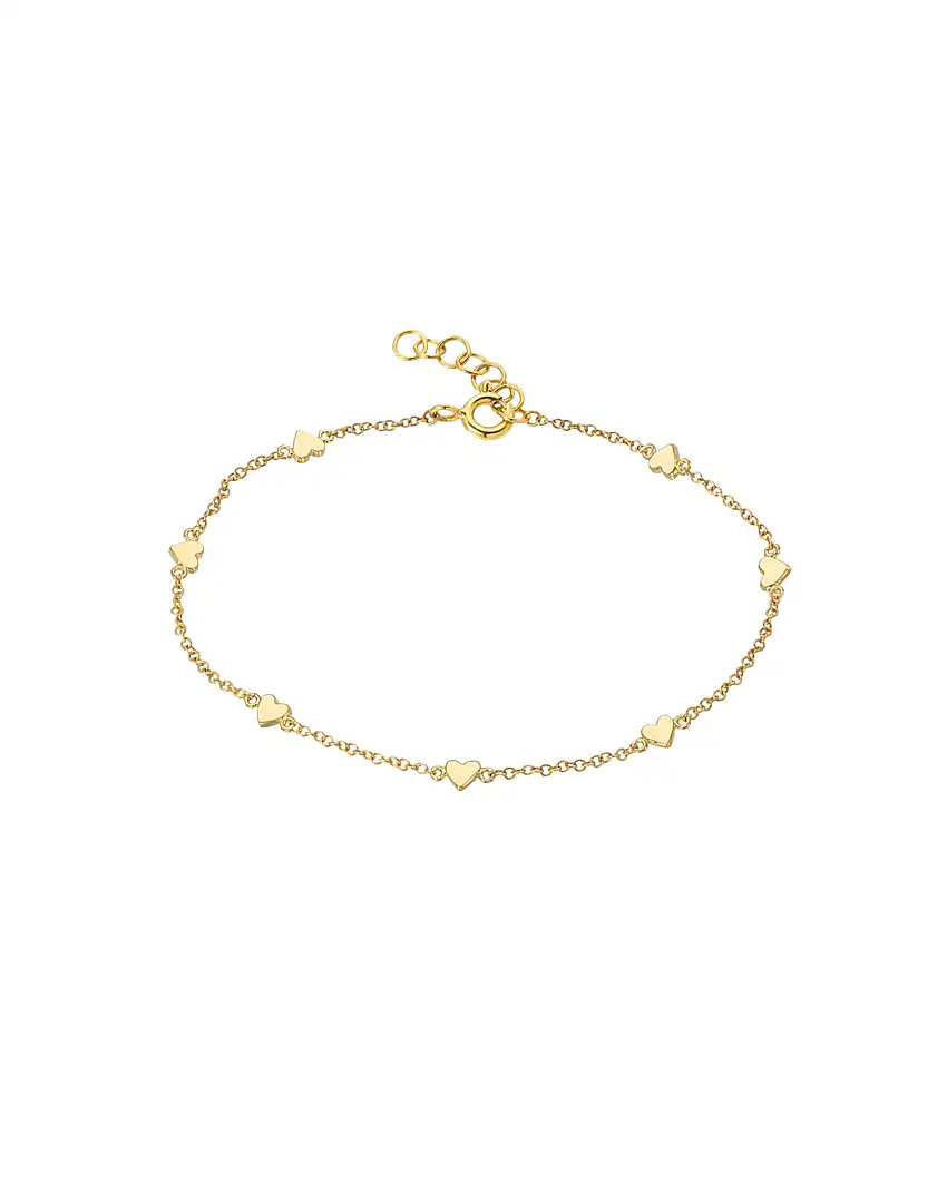 14k Gold Heart Charm Anklet