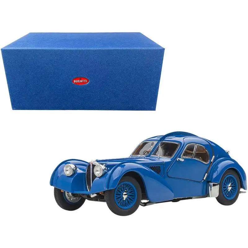 1938 Bugatti Type 57SC Atlantic with Metal Wire-Spoke Wheels Blue 1/43 Diecast Model Car by Autoart