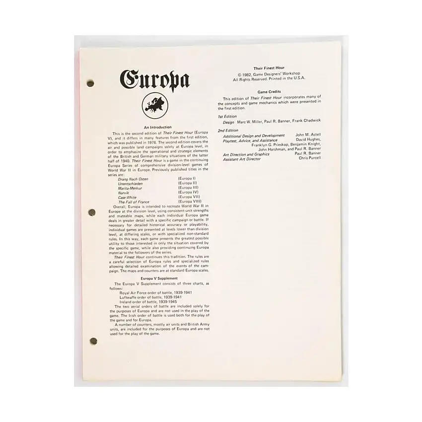 Their Finest Hour (2nd Edition) - Rules Only!