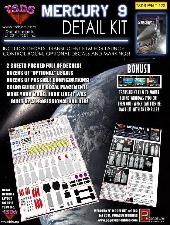 TSDS 123 1/350 Mercury 9 Rocket Ship Decal Set for PGH