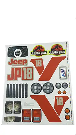 POWER WHEELS - 3900-6427 Label Sheet for FRC33 Jurassic Park Jeep Wrangler