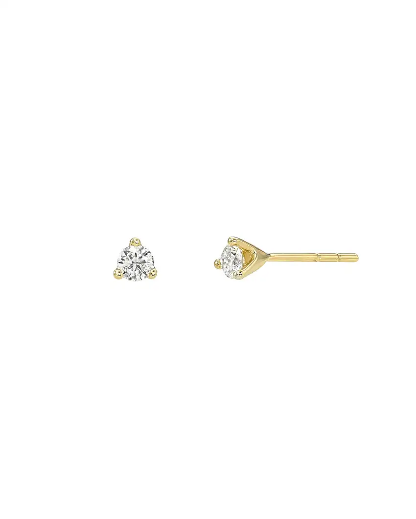 3 Prong Diamond Stud Earrings