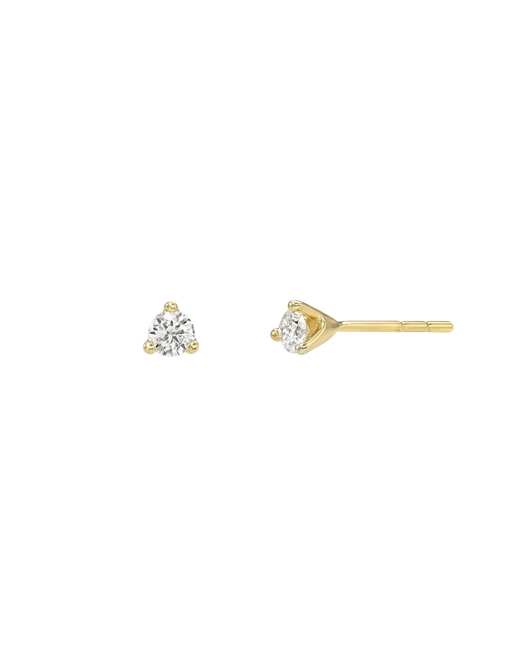 3 Prong Diamond Stud Earrings