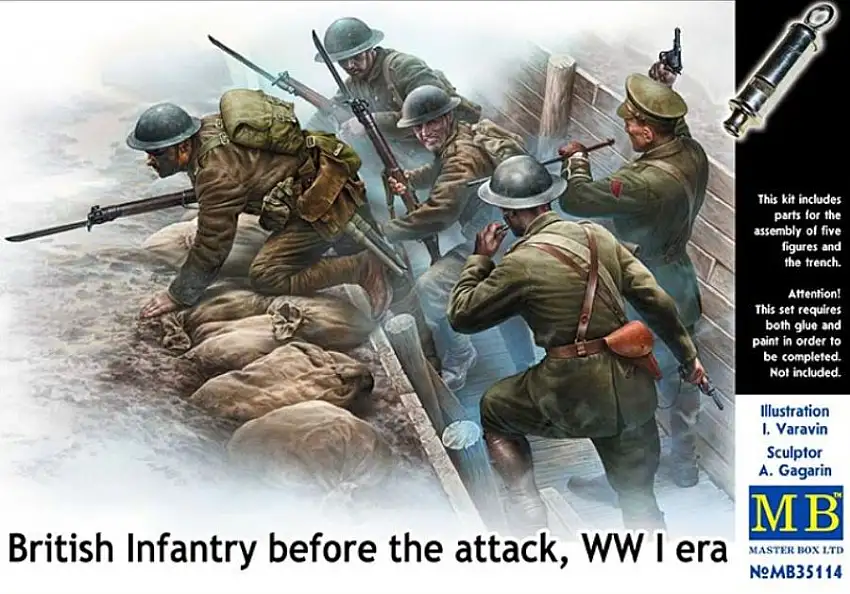 Master Box Models 35114 1/35 British Infantry Before the Attack WWI Era (5 & Tre
