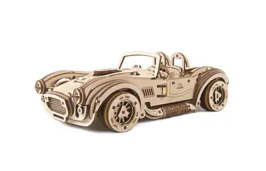 UGEARS - Drift Cobra Racing Car with Spring Motor - Wooden Mechanical 3D Puzzle Kit UTG0088