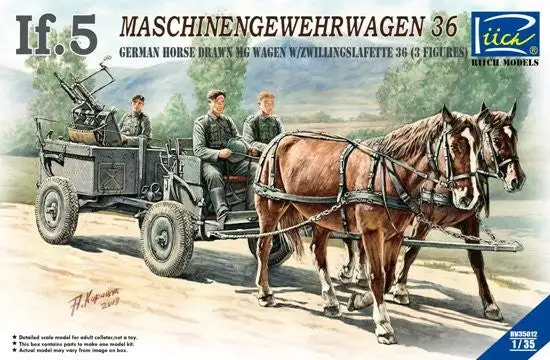 Riich Models 35012 1/35 German If5 Horse Drawn MG Wagon & ZwillingsL 36 Gun w/3
