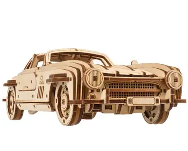 UGEARS - Sports Coupe Wind-Up Model Car Kit - Wooden Mechanical 3D Puzzle Kit UTG0132