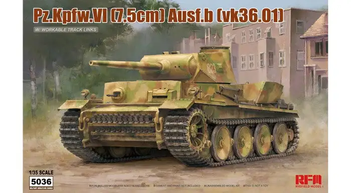 Rye Field Models 5036 1/35 German PzKpfw VI 7.5cm Ausf B (vk36.01) Tank w/Workab