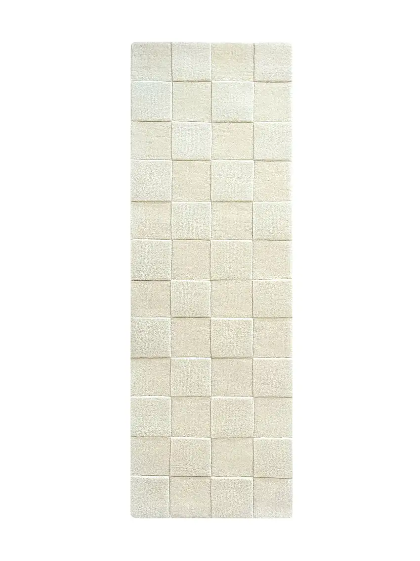 Rug Checkerboard Off White 1.8 X 5.2 Ft