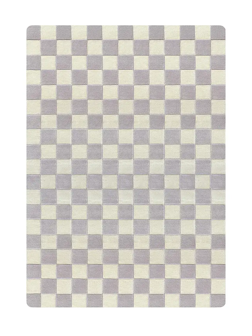Rug Checkerboard Lilac / White 5.6 X 7.9 Ft