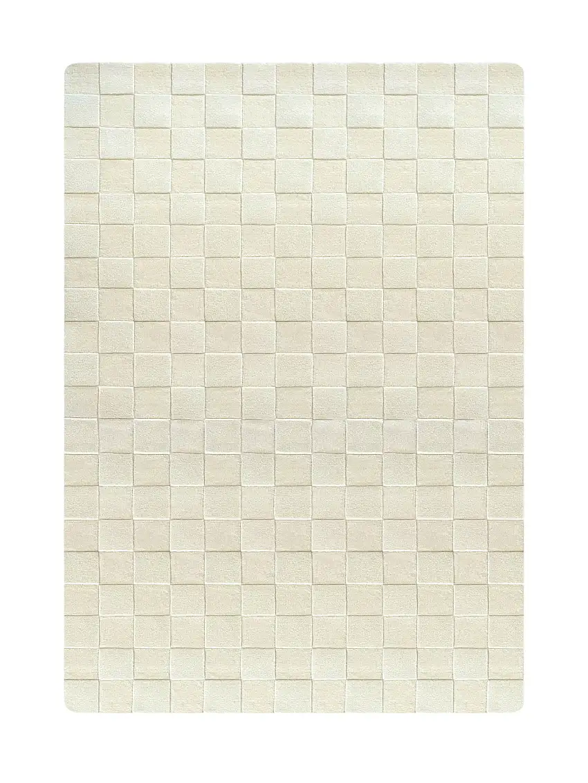 Rug Checkerboard Off White 5.6 X 7.9 Ft
