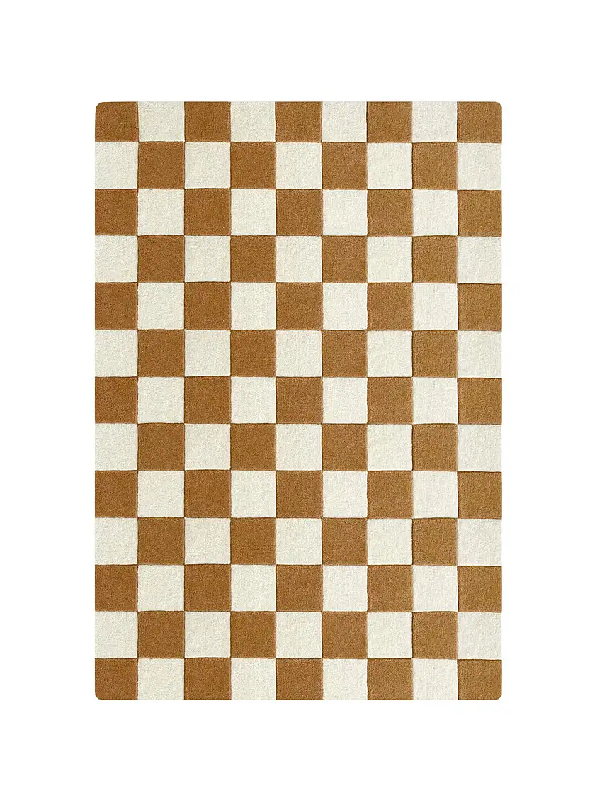 Rug Checkerboard Terra Brown 3.9 X 5.9 Ft