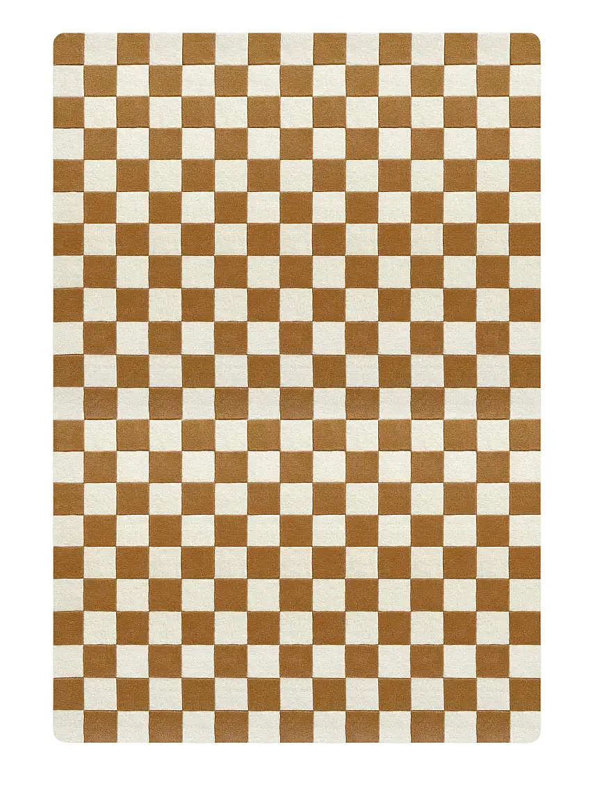Rug Checkerboard Terra Brown 6.6 X 9.8 Ft