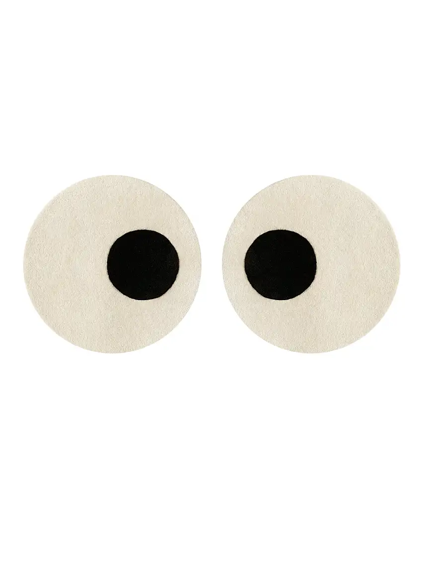 Rug Eyes Pair White / Black Print Round Diam. 2.3 Ft