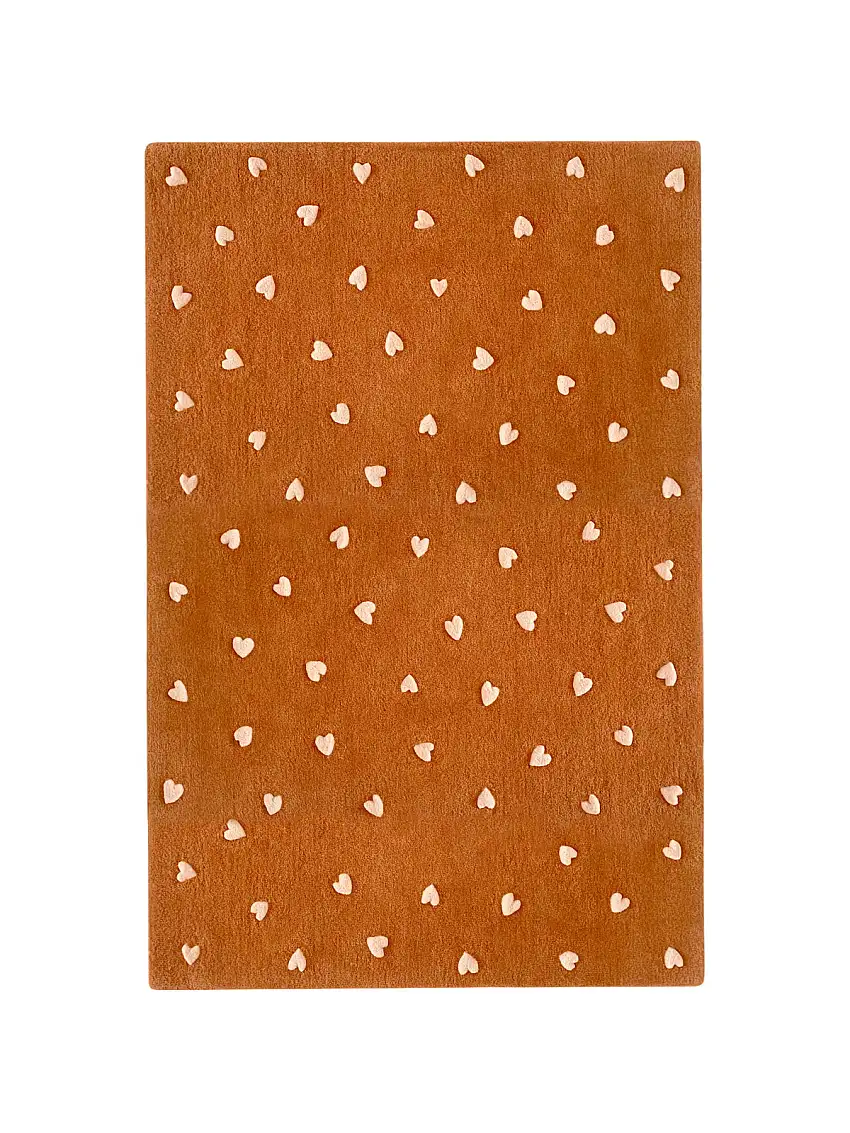 Rug Hearts Brown / Pink Print 3.9 X 5.9 Ft