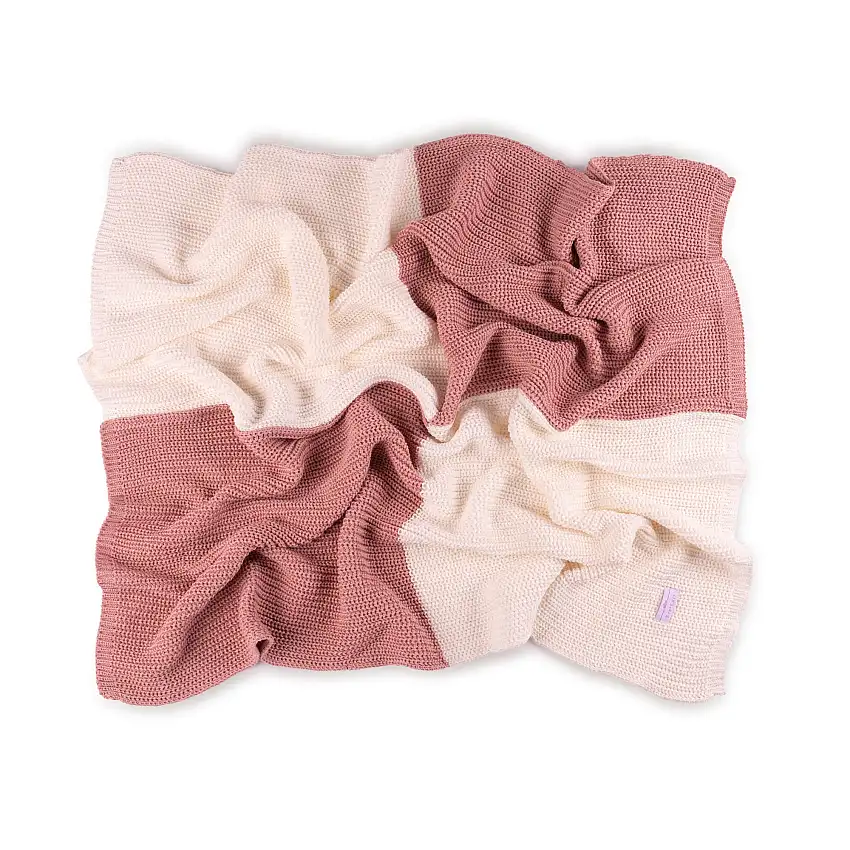 Chunky Knit Color Block Blanket ~ Pink
