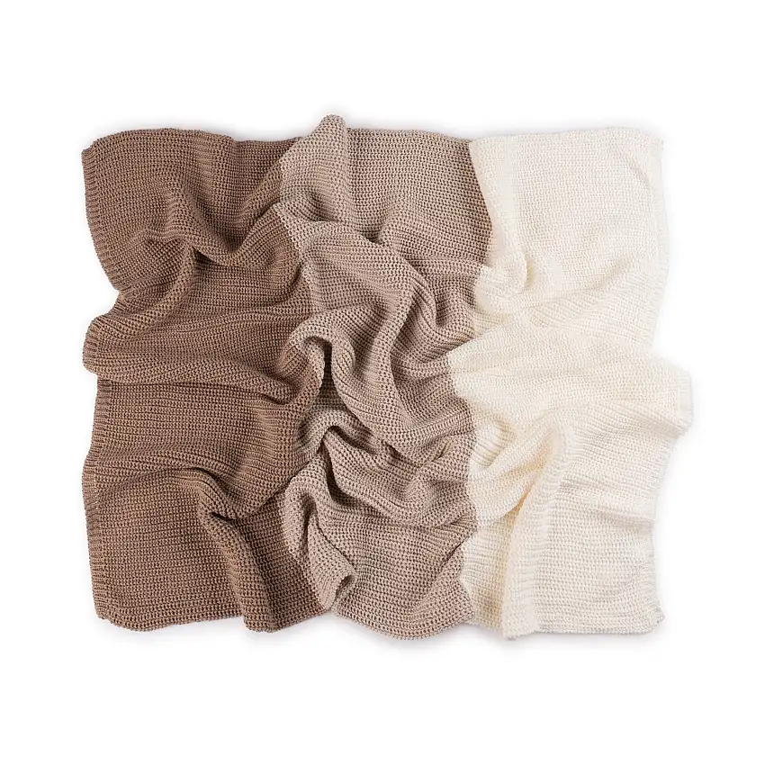 Chunky Knit Stripe Blanket ~ Toupe