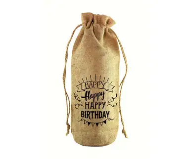 Zee's Creations - Happy Happy Birthday Jute Wine Bottle Sack (JB1007)