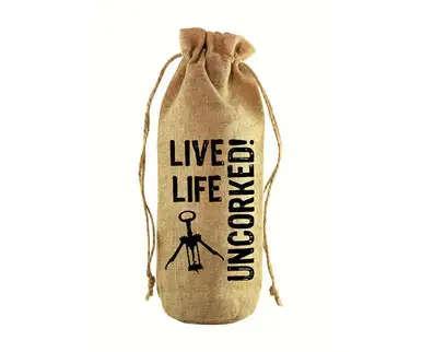 Zee's Creations - Live Life Uncorked! Jute Wine Bottle Sack (JB1022)