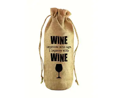 Zee's Creations - Wine Improves with Age Jute Wine Bottle Sack (JB1023)