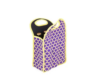 ZEE'S CREATIONS - Neoprene 6 Pack Beer Tote - Purple & Yellow (NP311)