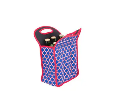 ZEE'S CREATIONS - Neoprene 6-Pack Tote - Blue/Red (NP312)