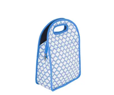 ZEE'S CREATIONS - Neoprene Lunch Tote - Gray & Blue (NP710)