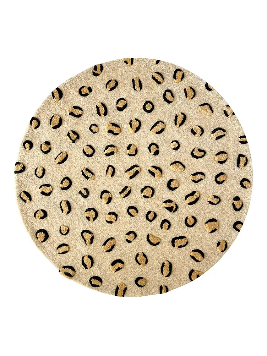 Rug Leopard Beige / Brown And Black Print Round Diam. 3.9 Ft