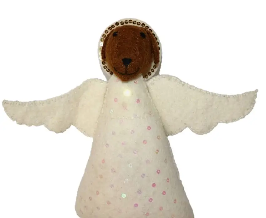 Brown Dog Angel Handmade Felt Tree Topper