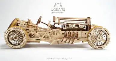 UGEARS - U-9 Grand Prix Car - 3-D Wooden Puzzle - Mechanical Model Kit (UTG0031)