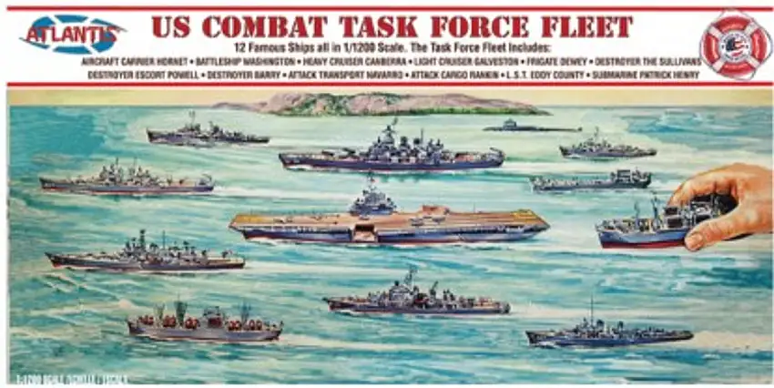 US Combat Task Force Fleet Set: 12 Different Ships 1/1200 Atlantis Models