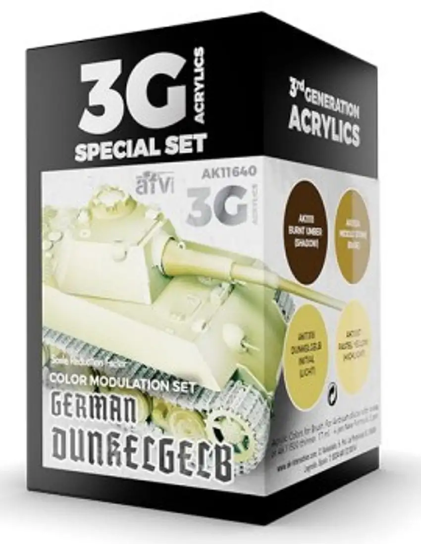 Modulation Series: German Dark Yellow Acrylic Paint Set (4 Colors) 17ml Bottles AK Interactive