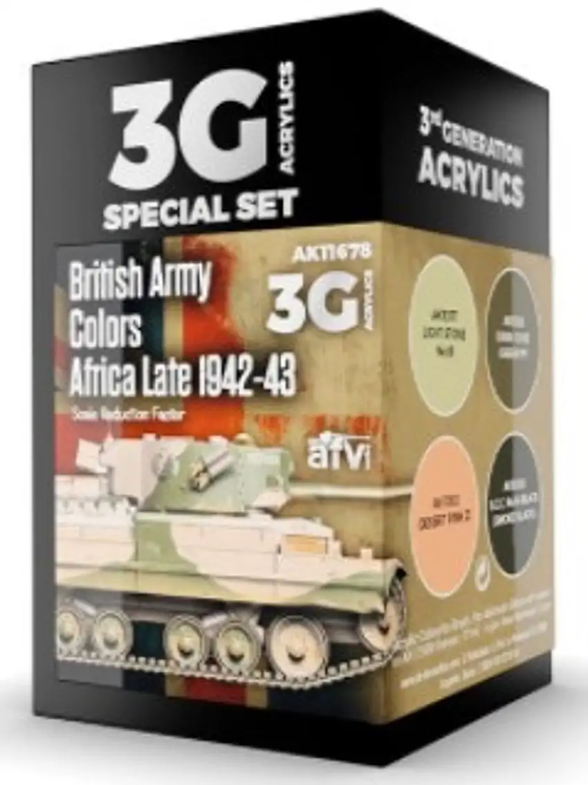 AFV Series: British Army Africa Late 1942-43 Acrylic Paint Set (4 Colors) 17ml Bottles AK Interactive