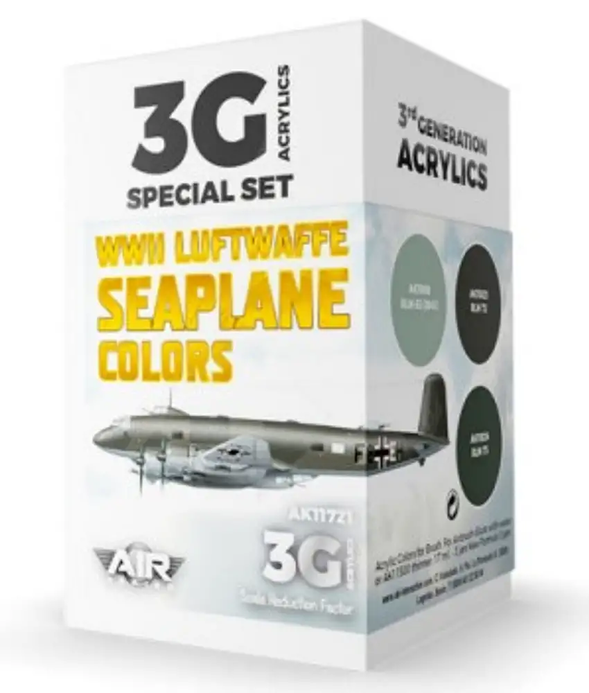 Air Series: WWII Luftwaffe Seaplane Acrylic Paint Set (3 Colors) 17ml Bottles AK Interactive