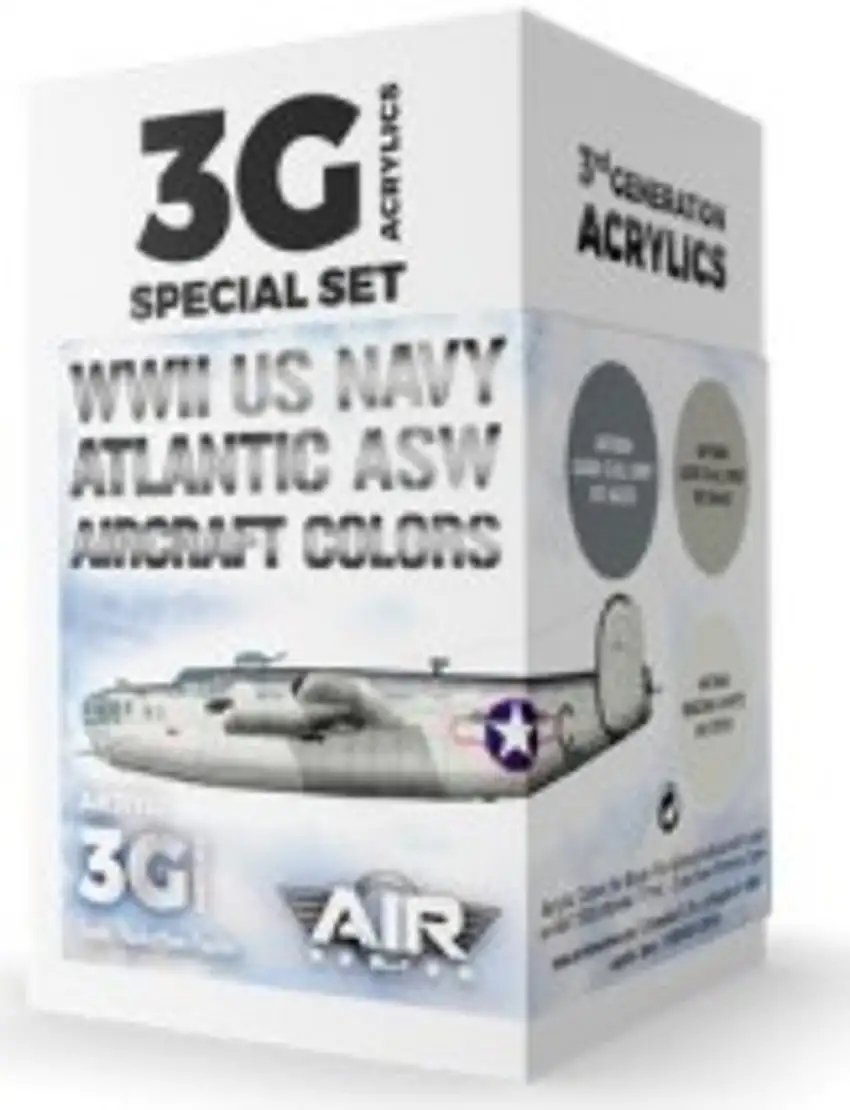 Air Series: WWII US Navy Atlantic ASW Aircraft Acrylic Paint Set (3 Colors) 17ml Bottles AK Interactive