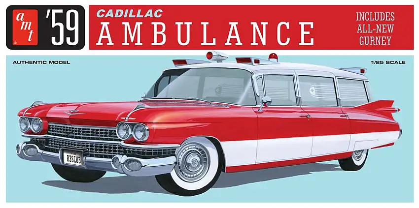 1959 Cadillac Ambulance w/Gurney 1/25 AMT Models