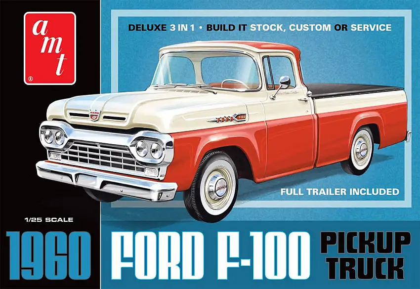 1960 Ford F100 Pickup Truck w/Trailer 1/25 AMT Models
