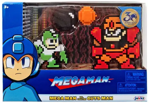 Classic 8-Bit Green / White Mega Man vs. Guts Man Mini Figure 2-Pack