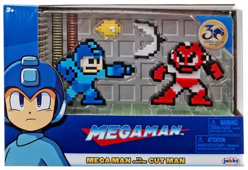 Classic 8-Bit Blue Mega Man vs. Cut Man Mini Figure 2-Pack