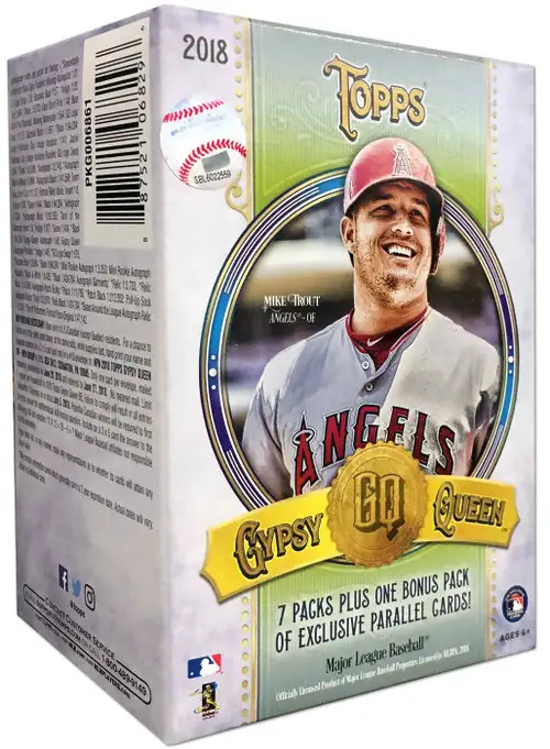 MLB Topps 2018 Gypsy Queen Baseball Trading Card BLASTER Box [7 Packs + 1 Bonus Pack of Parallel Cards]