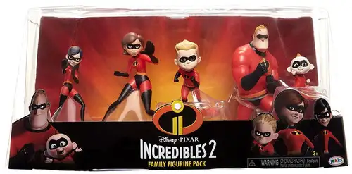 Disney / Pixar Incredibles 2 Family Pack 5-Piece PVC Figurine Set [Mr. & Mrs. Incredible, Violet, Dash & baby Jack Jack]